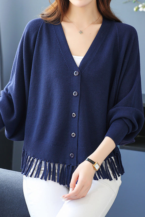 Casual Workwear Fringed Knit Cardigan - liwisi