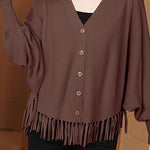 Casual Workwear Fringed Knit Cardigan - liwisi