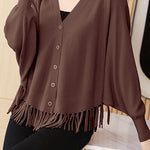 Casual Workwear Fringed Knit Cardigan - liwisi