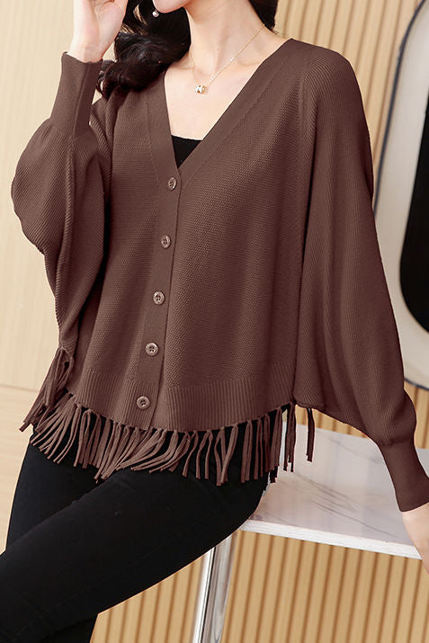Casual Workwear Fringed Knit Cardigan - liwisi