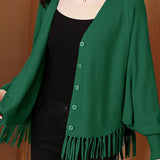 Casual Workwear Fringed Knit Cardigan - liwisi