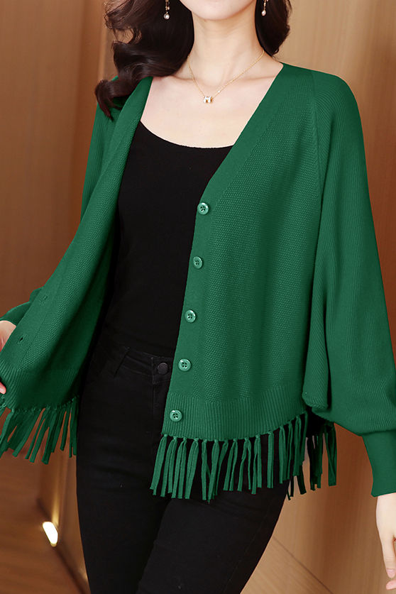 Casual Workwear Fringed Knit Cardigan - liwisi