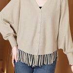 Casual Workwear Fringed Knit Cardigan - liwisi
