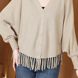 Casual Workwear Fringed Knit Cardigan - liwisi