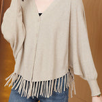Casual Workwear Fringed Knit Cardigan - liwisi