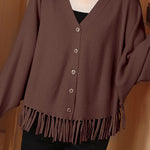 Casual Workwear Fringed Knit Cardigan - liwisi