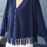 Casual Workwear Fringed Knit Cardigan - liwisi