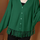 Casual Workwear Fringed Knit Cardigan - liwisi