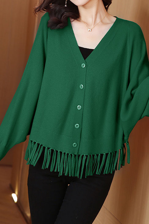 Casual Workwear Fringed Knit Cardigan - liwisi