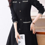 Casual Waist-Defined Long Sleeve Dress - liwisi