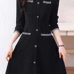 Casual Waist-Defined Long Sleeve Dress - liwisi
