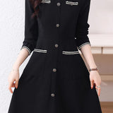 Casual Waist-Defined Long Sleeve Dress - liwisi