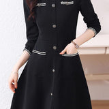 Casual Waist-Defined Long Sleeve Dress - liwisi