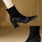 Vintage Brown Chunky Heeled Ankle Boots - liwisi