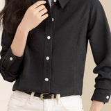 Brushed Velvet Solid Color Long Sleeve Shirt - liwisi