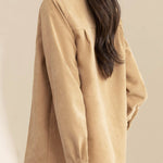 Brushed Velvet Solid Color Long Sleeve Shirt - liwisi