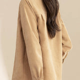 Brushed Velvet Solid Color Long Sleeve Shirt - liwisi