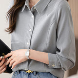 Brushed Velvet Solid Color Long Sleeve Shirt - liwisi