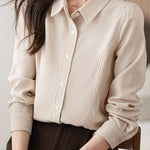 Brushed Velvet Solid Color Long Sleeve Shirt - liwisi