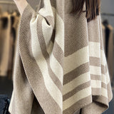 Casual Commuter Color Block Striped Shawl - liwisi