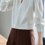 Exquisite Long Sleeve V-Neck Satin Shirt - liwisi