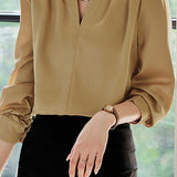 Exquisite Long Sleeve V-Neck Satin Shirt - liwisi