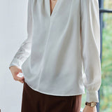 Exquisite Long Sleeve V-Neck Satin Shirt - liwisi