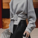Casual Commuter Belted Short Sweatshirt - liwisi