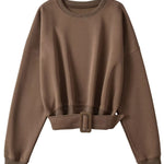 Casual Commuter Belted Short Sweatshirt - liwisi