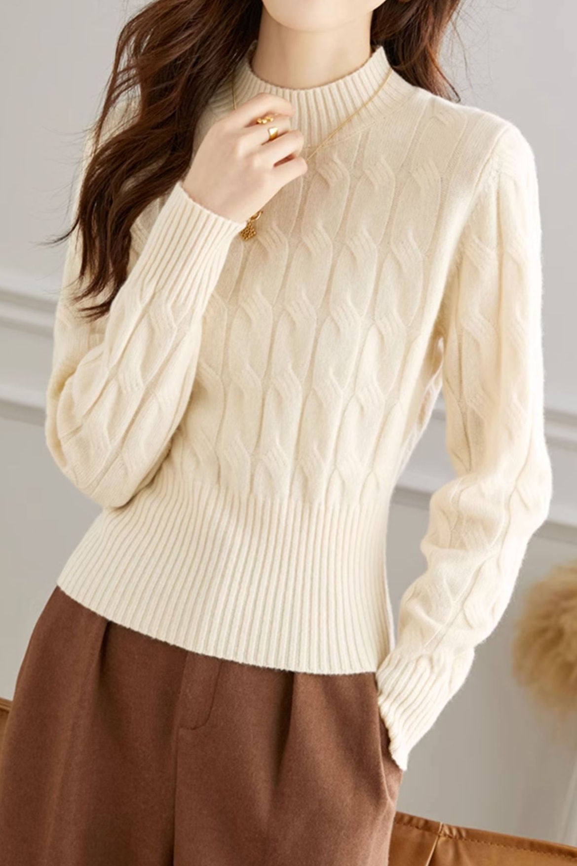 Casual High Neck Base Layer Sweater - liwisi