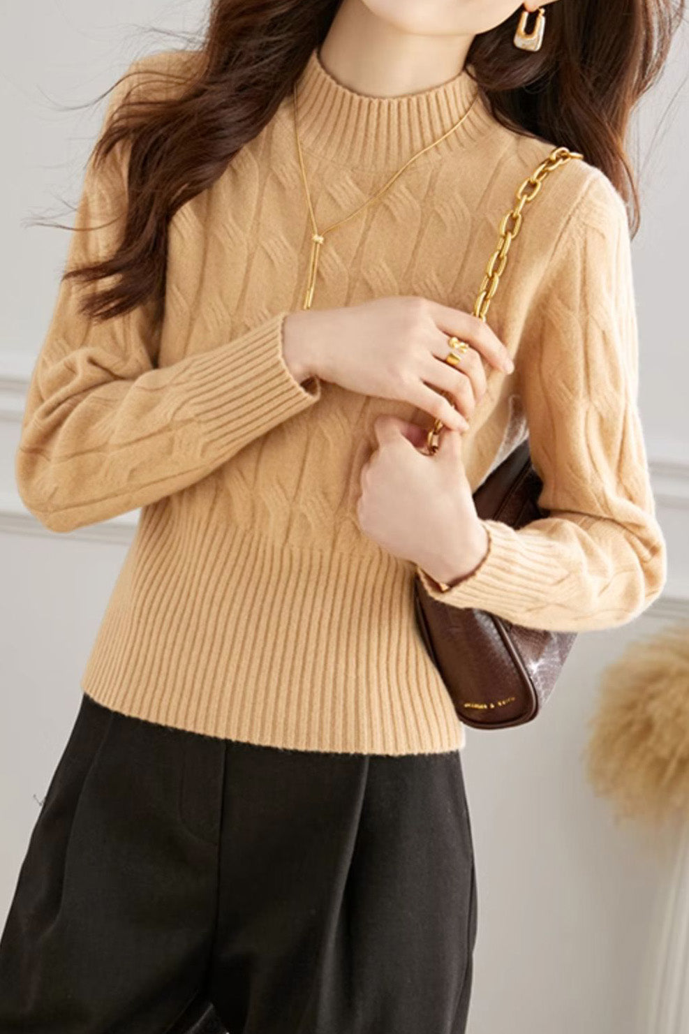 Casual High Neck Base Layer Sweater - liwisi