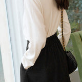 Black and White Color Block Polo Neck Knit Top - liwisi