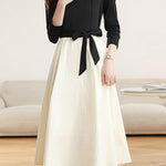 Elegant Faux Two-Piece Color Block A-Line Dress - liwisi