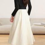 Elegant Faux Two-Piece Color Block A-Line Dress - liwisi