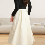 Elegant Faux Two-Piece Color Block A-Line Dress - liwisi
