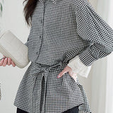 Casual Loose Fit Checkered Long Sleeve Shirt - liwisi
