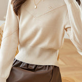 Simple High-Waisted Short Long Sleeve Knit Top