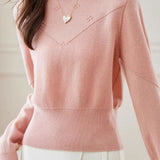 Simple High-Waisted Short Long Sleeve Knit Top