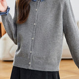Elegant Color Block Knit Cardigan