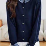 Elegant Color Block Knit Cardigan