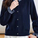 Elegant Color Block Knit Cardigan