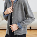 Elegant Color Block Knit Cardigan