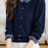 Elegant Color Block Knit Cardigan