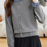 Elegant Color Block Knit Cardigan