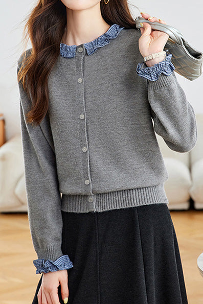 Elegant Color Block Knit Cardigan - liwisi