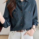 Casual Commuter Loose Fit Collared Long Sleeve Shirt