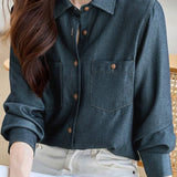 Casual Commuter Loose Fit Collared Long Sleeve Shirt
