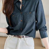 Casual Commuter Loose Fit Collared Long Sleeve Shirt