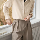 Warm Commuter Brushed Faux Two-Piece Long Sleeve Shirt