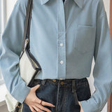 Warm Commuter Brushed Faux Two-Piece Long Sleeve Shirt